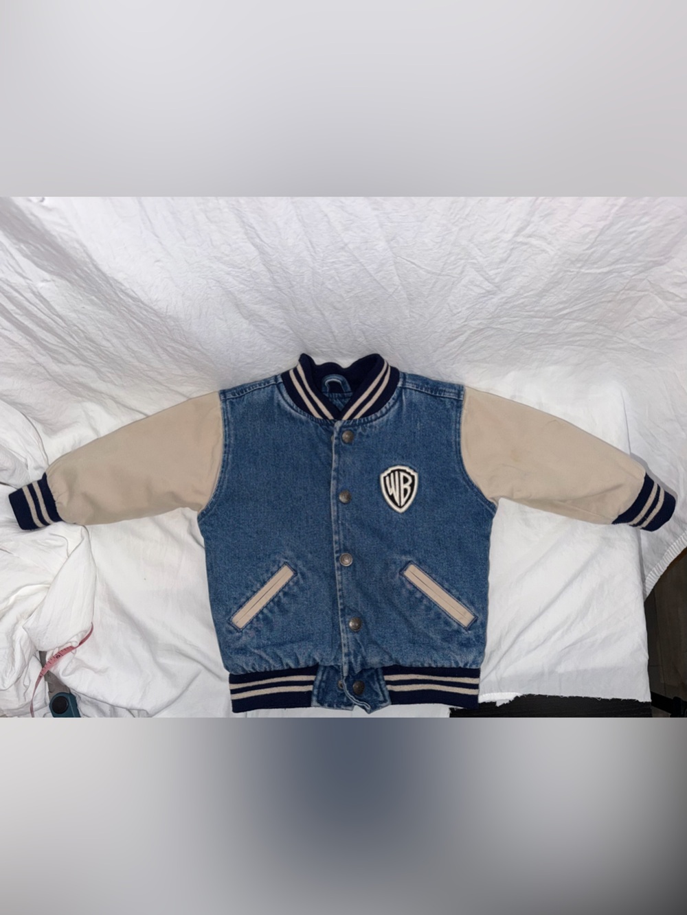 Vintage Warner Bros. Studio Store Looney Tunes Denim Bomber Varsity Jacket